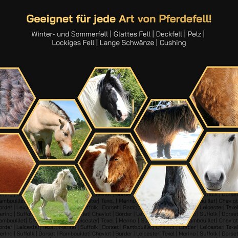 KNEIZER Máquina de cortar caballos, set completo con accesorios – con cuchillas intercambiables – silenciosa y con pocas vibraciones