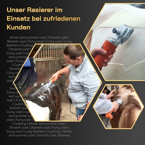 KNEIZER Máquina de cortar caballos, set completo con accesorios – con cuchillas intercambiables – silenciosa y con pocas vibraciones