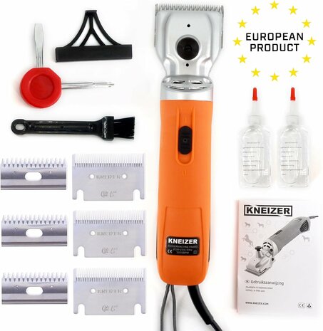 KNEIZER Máquina de cortar caballos, set completo con accesorios – con cuchillas intercambiables – silenciosa y con pocas vibraciones